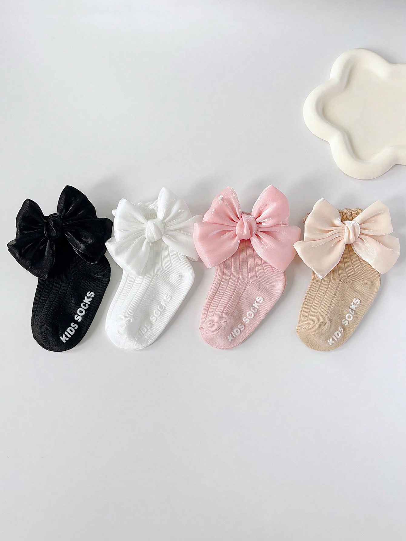 Toddler Sock Set - 4 Pairs Baby Bow Soft Learning