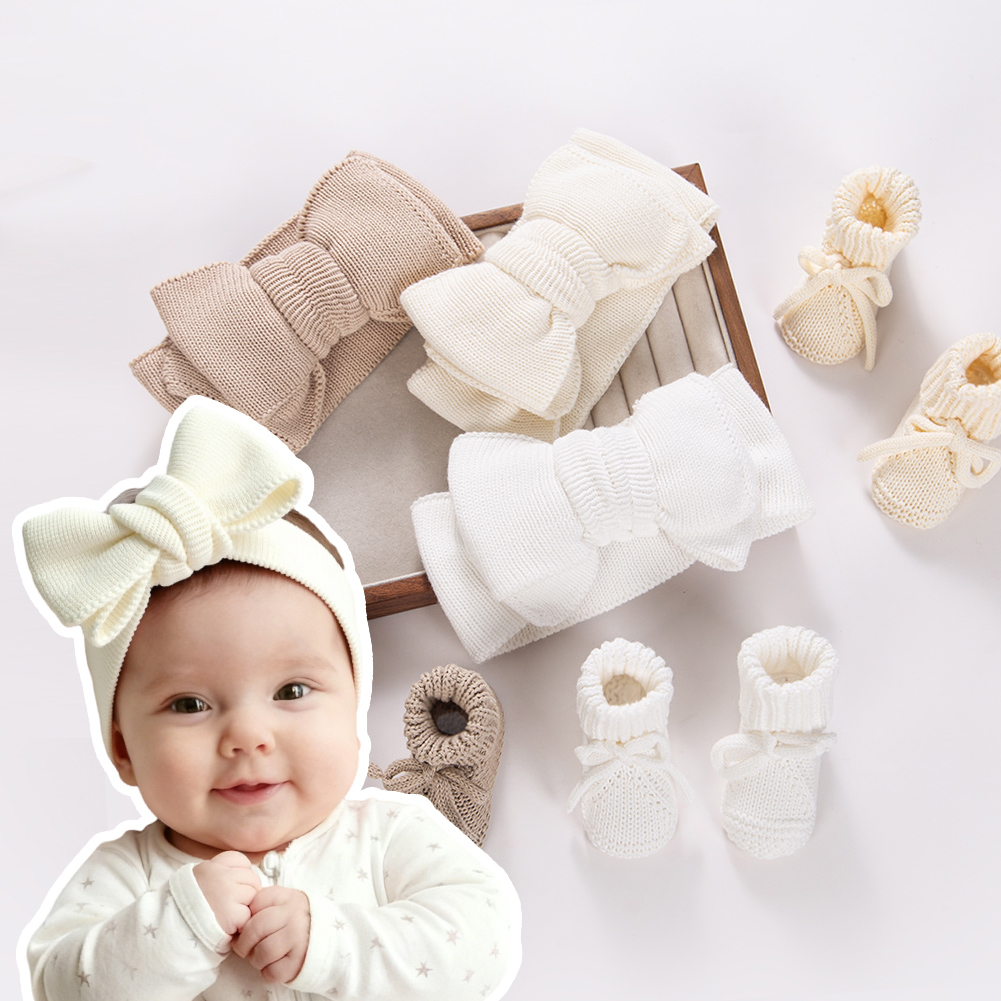 Toddler Sock Set - 2Pcs/Set Ins Thick Knitted Large Bows